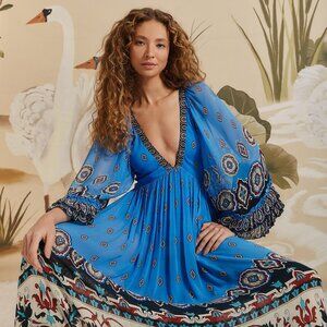 FARM Rio Blue Ainika Tiles Maxi Dress